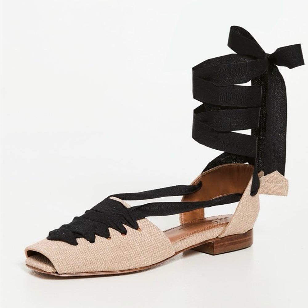 Chic Black and Tan Espadrille Sandals with Lace-Up Design